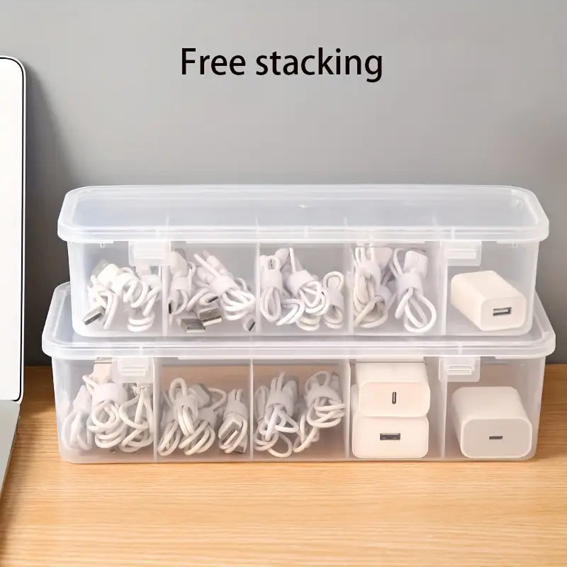 Data Cable Organizer Case Classification Dustproof Card Organizer with Lid Clutter Collection Box for Office Home