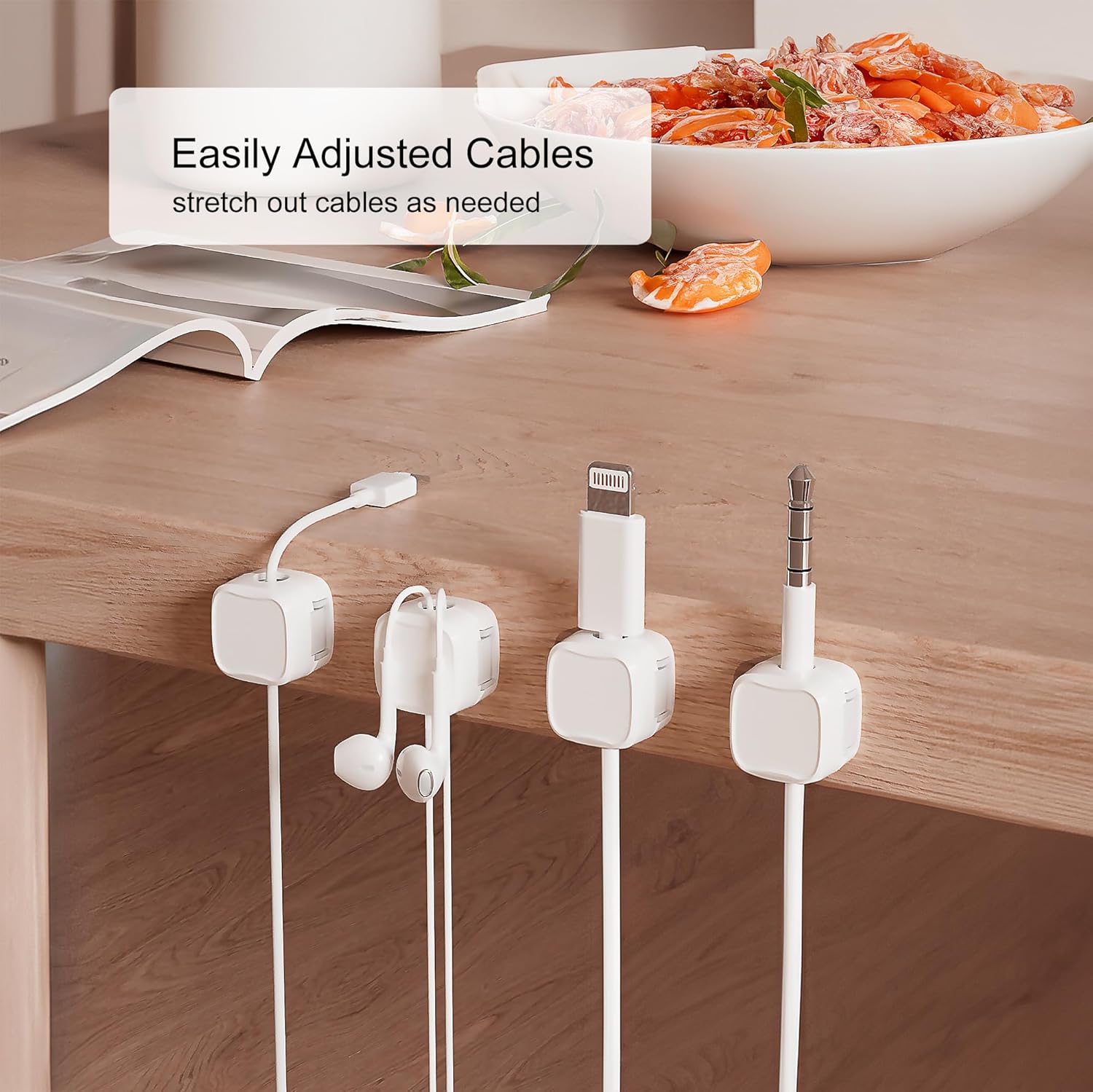 6 Pack Magnetic Cable Clip Organizer for Car, Office, and Home