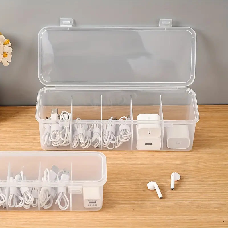 Data Cable Organizer Case Classification Dustproof Card Organizer with Lid Clutter Collection Box for Office Home