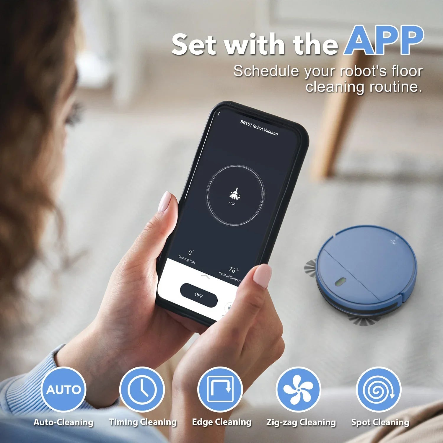 Robot Vacuum Cleaner 4500Pa Smart Home Sweeper Cleaning Machine